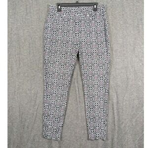 Michael Kors Womens Black White Floral Pull On Jeggings Stretch Jeans Size L